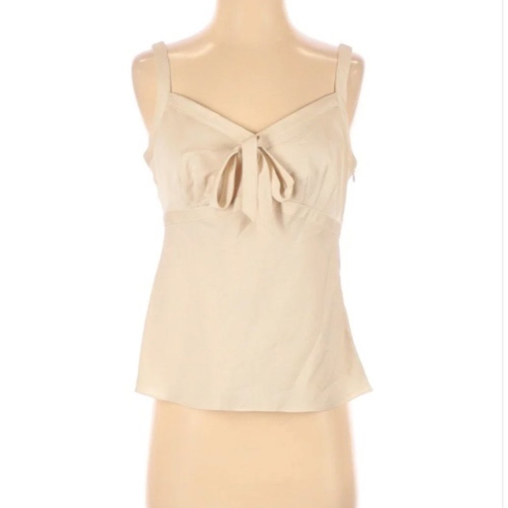 Ann Taylor LOFT Cream Sleeveless Blouse Bow Detail